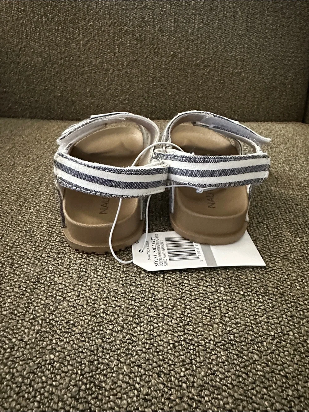 🆕 Nautica Kids Navy & White Striped Hook-and-Loop Sandals